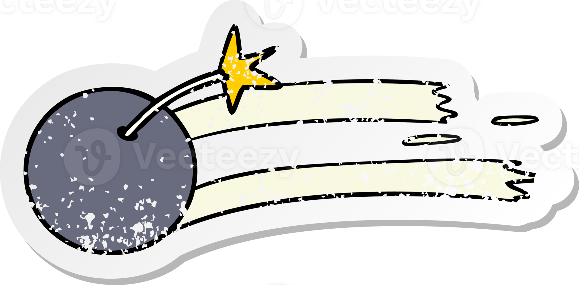 hand drawn distressed sticker cartoon doodle of a lit bomb png