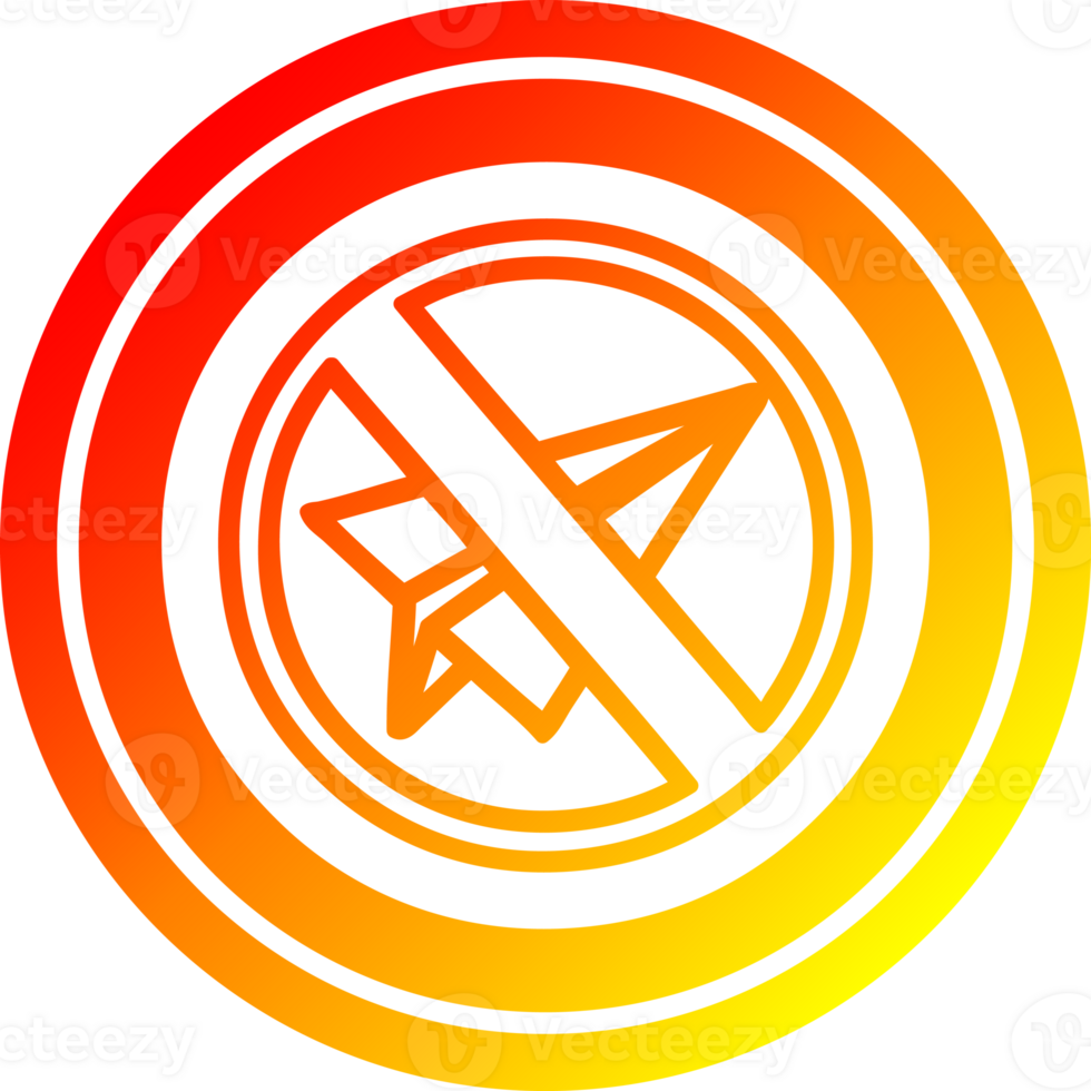 papel avión prohibición circular icono con calentar degradado terminar png