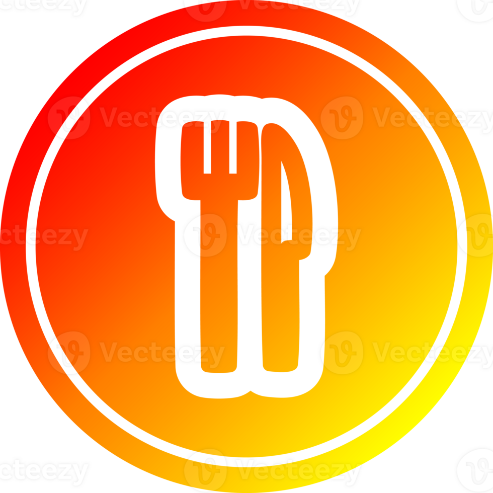 knife and fork circular icon with warm gradient finish png
