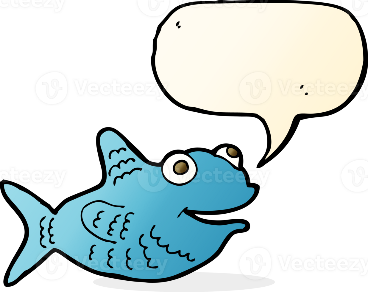 cartoon happy fish with speech bubble png