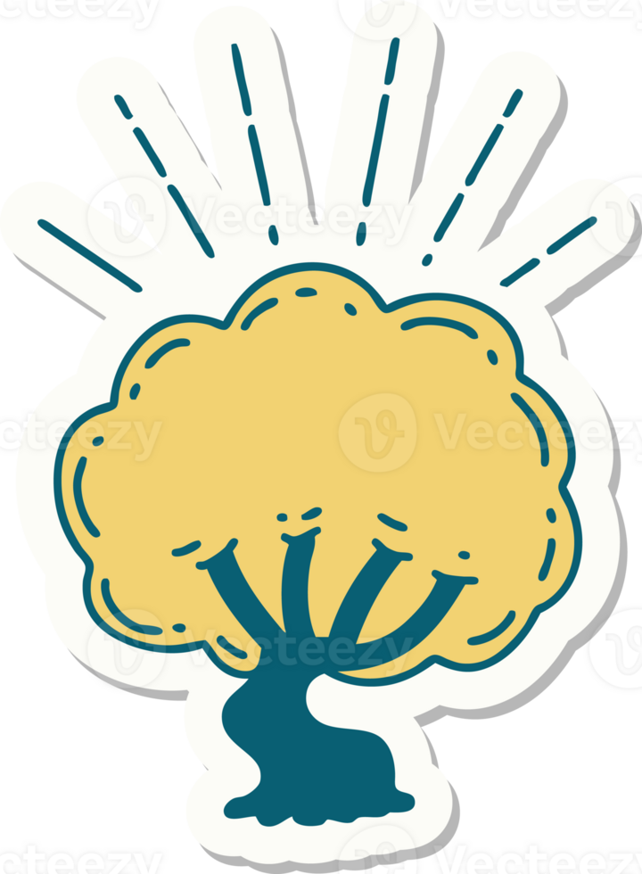 sticker of a tattoo style tree png