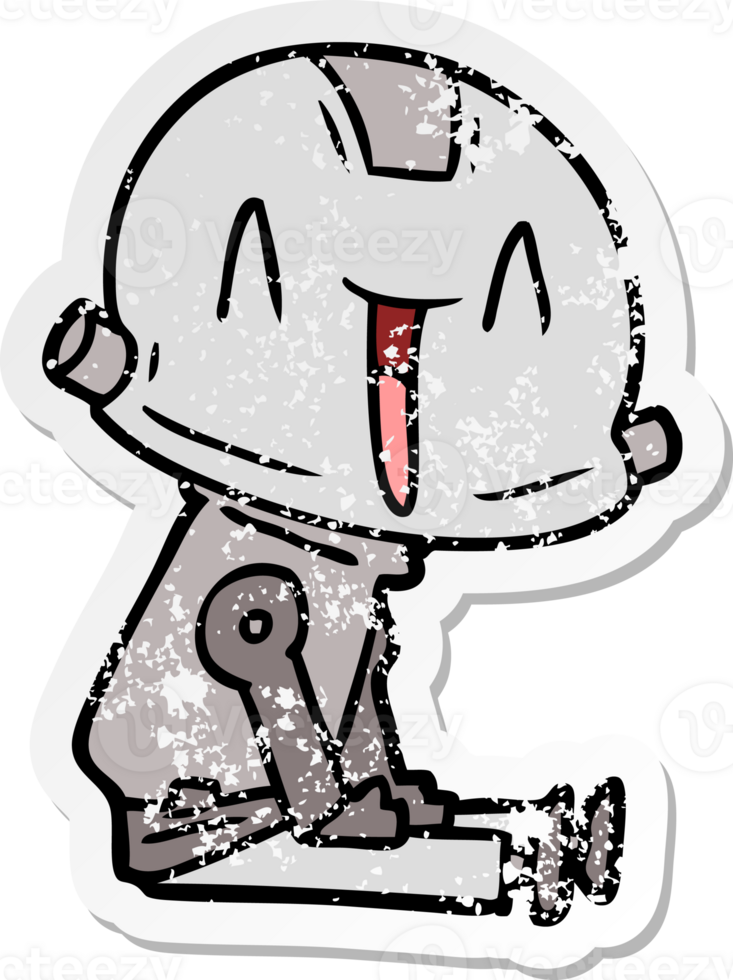 distressed sticker of a cartoon robot png