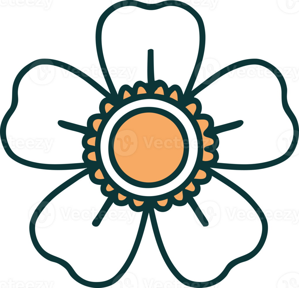 iconic tattoo style image of a flower png