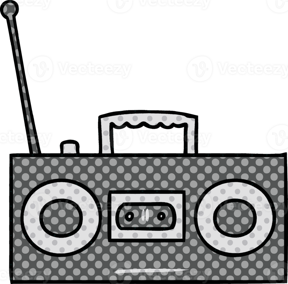 hand drawn cartoon doodle of a retro cassette player png