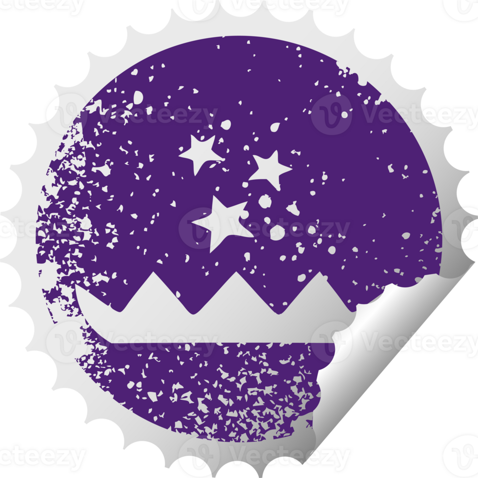 distressed circular peeling sticker symbol of a magic lotus flower png