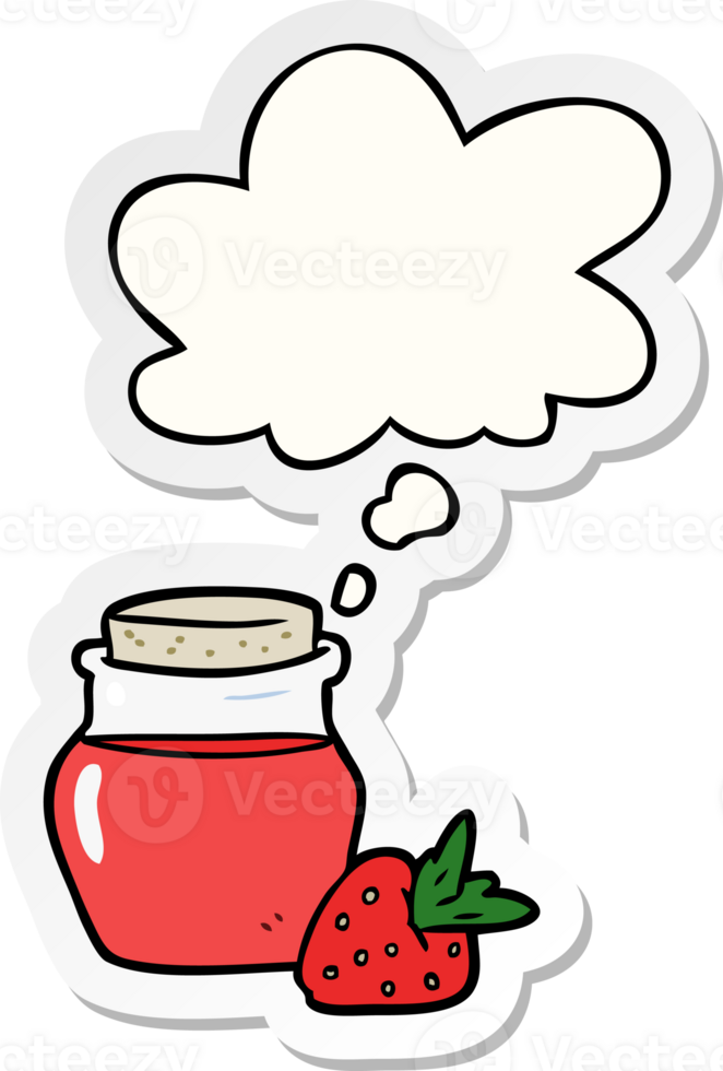 cartoon jam jar with thought bubble as a printed sticker png