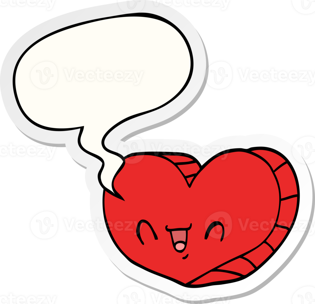 cartoon love heart with speech bubble sticker png