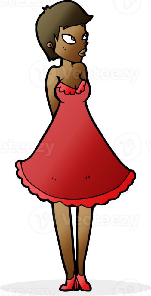 cartoon pretty woman in dress png