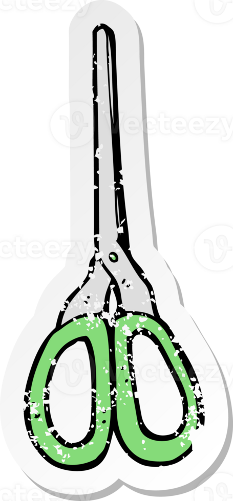 retro distressed sticker of a cartoon scissors png