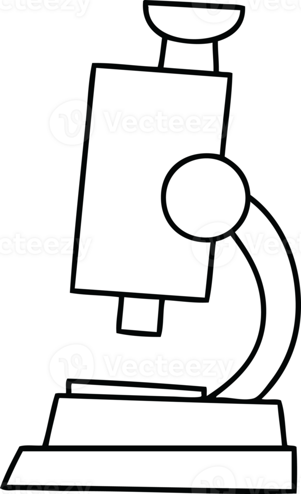 line drawing cartoon of a science microscope png
