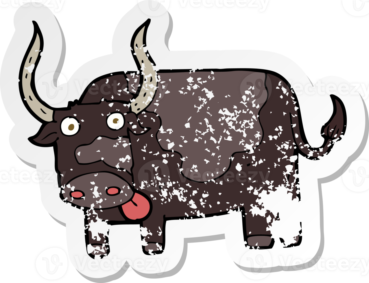 retro distressed sticker of a cartoon bull png