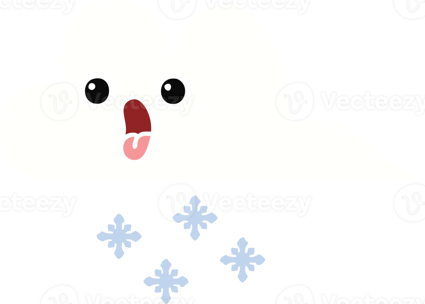 flat color retro cartoon of a snow cloud png