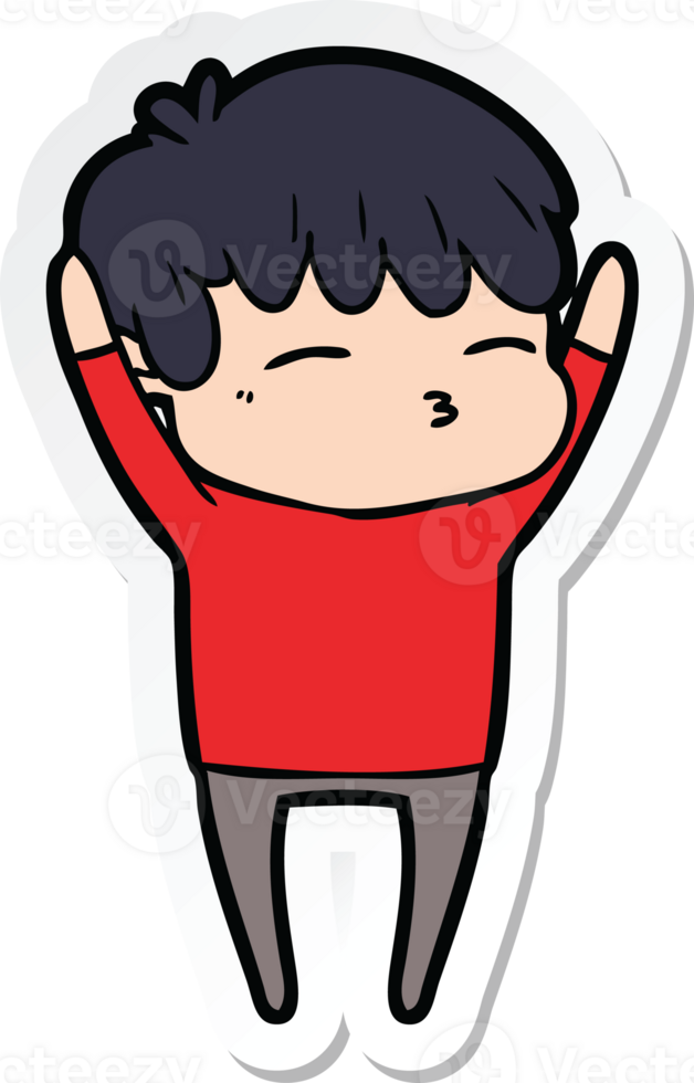 sticker of a cartoon curious boy png