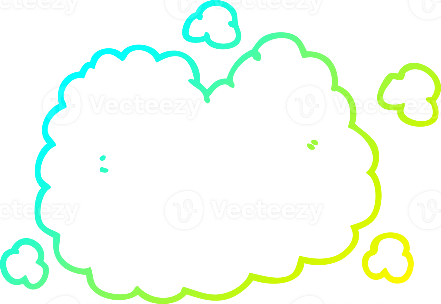 cold gradient line drawing of a cartoon smoke cloud png