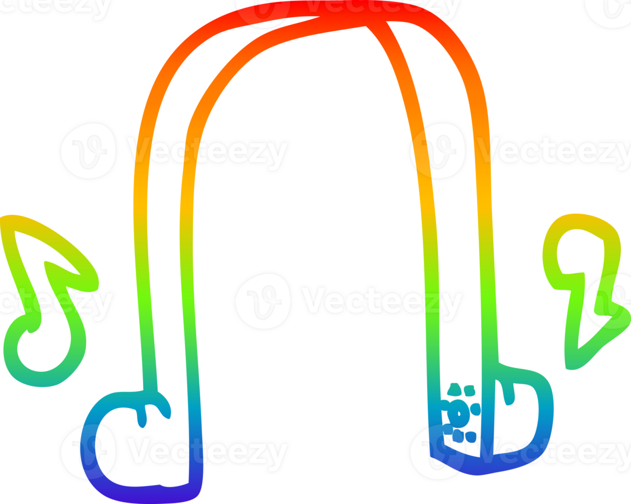 rainbow gradient line drawing of a cartoon modern headphones png