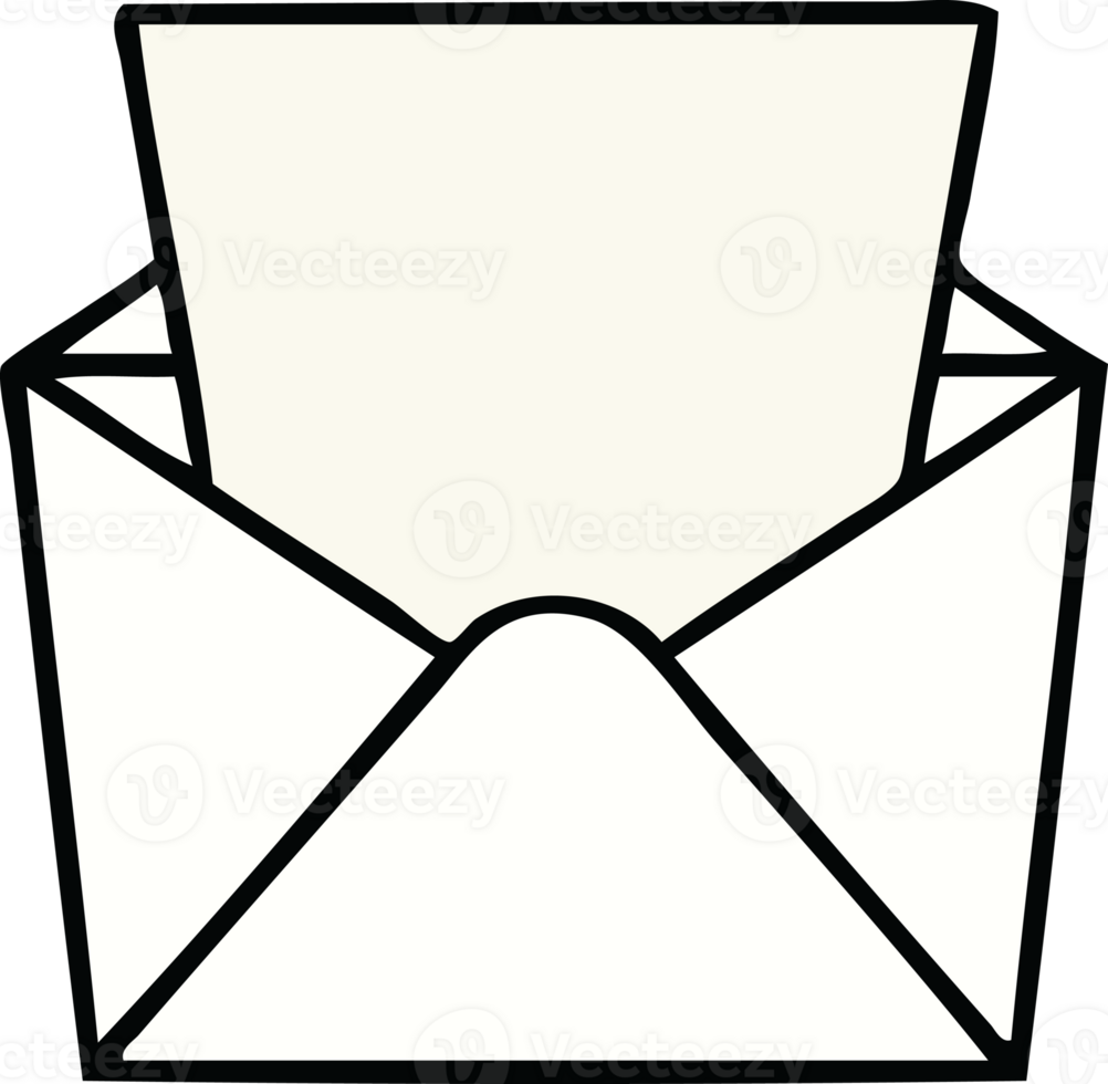hand drawn quirky cartoon letter and envelope png