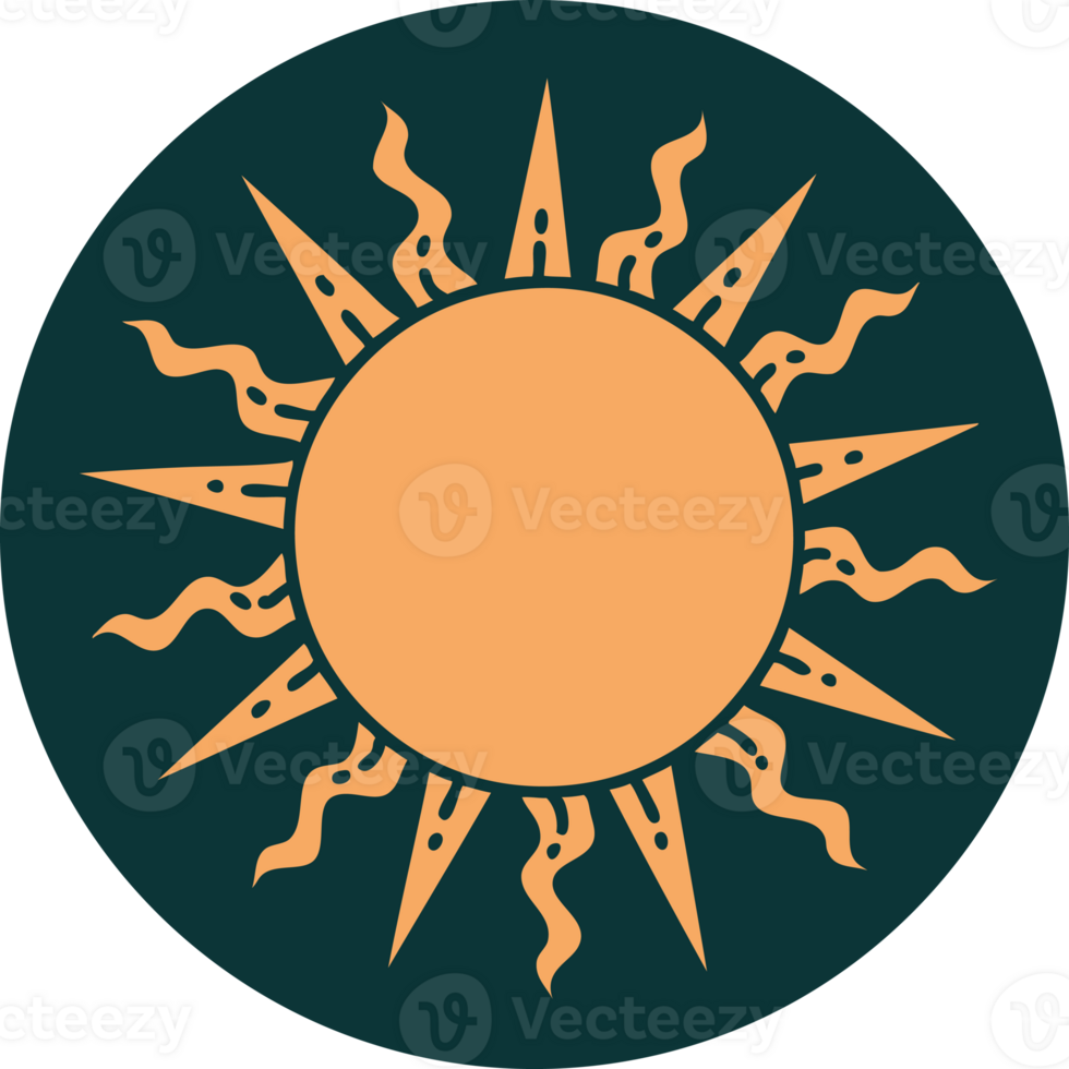 iconic tattoo style image of a sun png