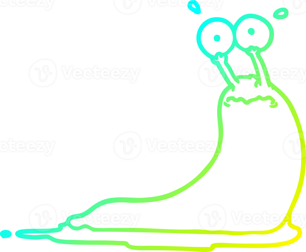 cold gradient line drawing of a cartoon slug png
