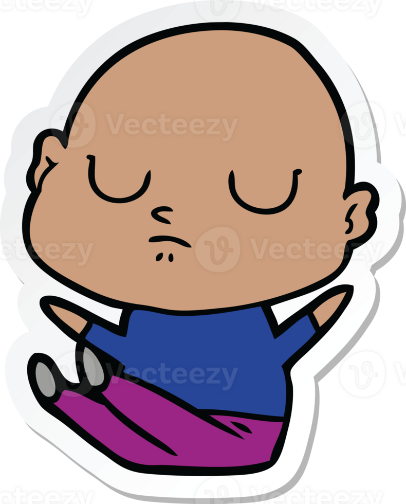 sticker of a cartoon bald man png