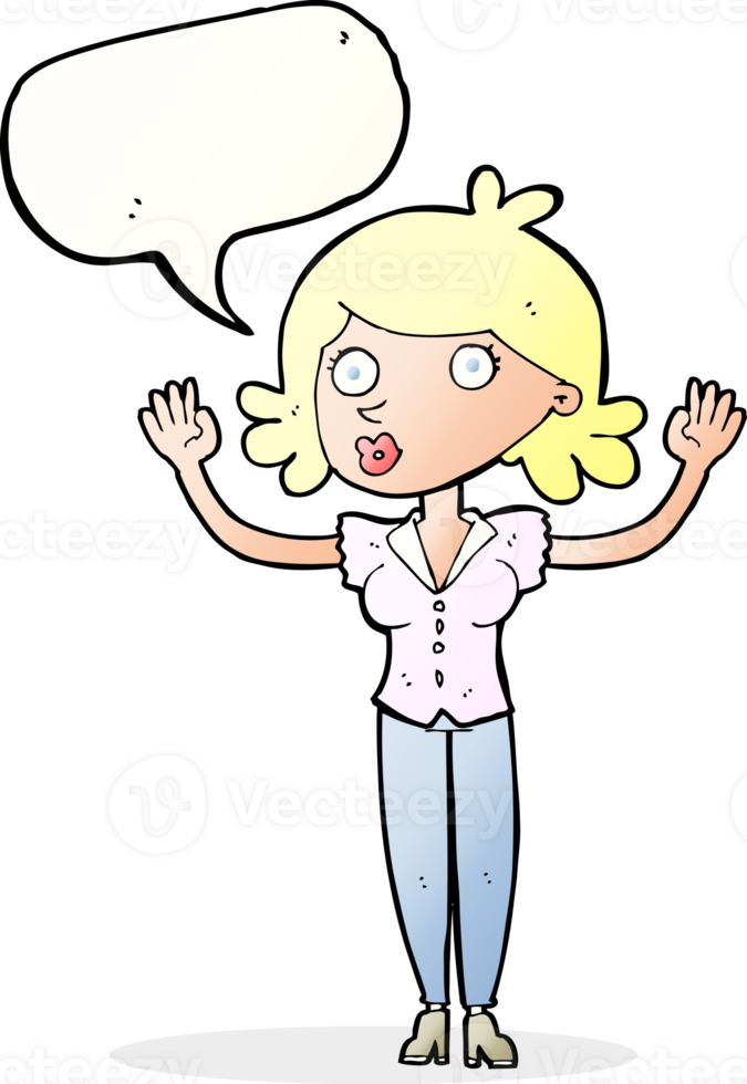 cartoon woman surrendering with speech bubble png