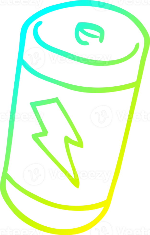 cold gradient line drawing of a cartoon battery png
