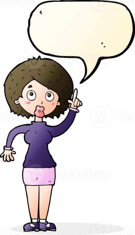 cartoon woman with idea with speech bubble png