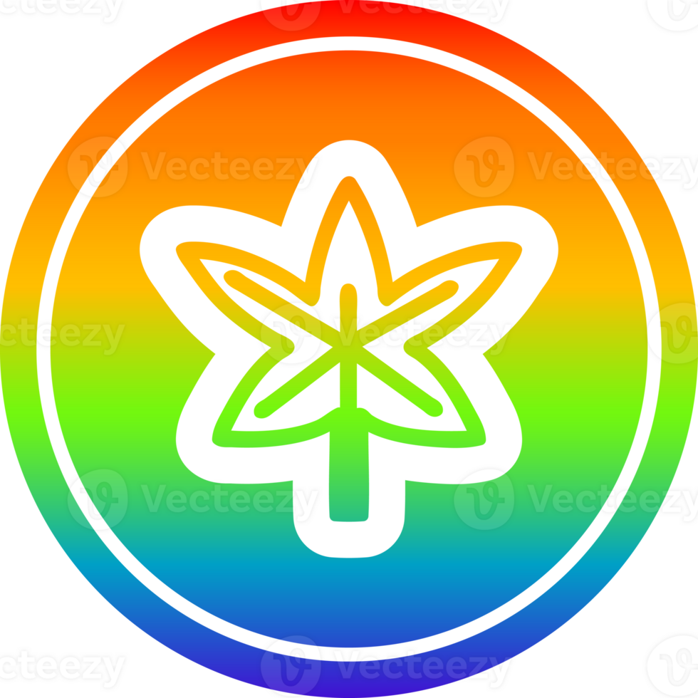 marijuana leaf circular icon with rainbow gradient finish png