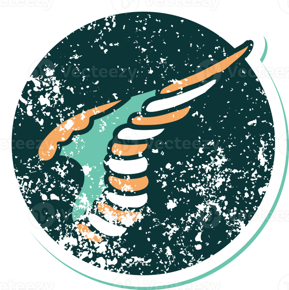 iconic distressed sticker tattoo style image of a wing png