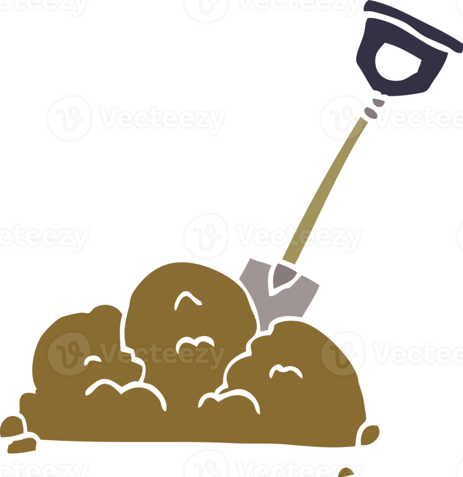 cartoon doodle shovel in dirt png