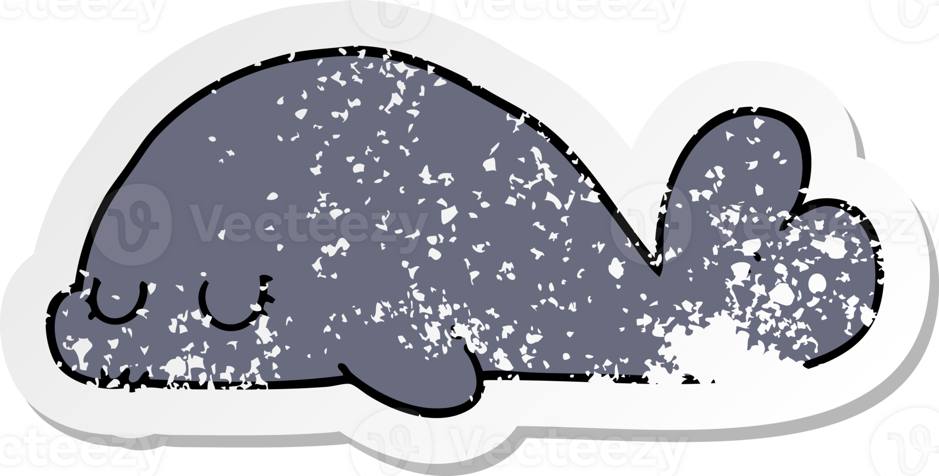 distressed sticker of a cute cartoon seal png
