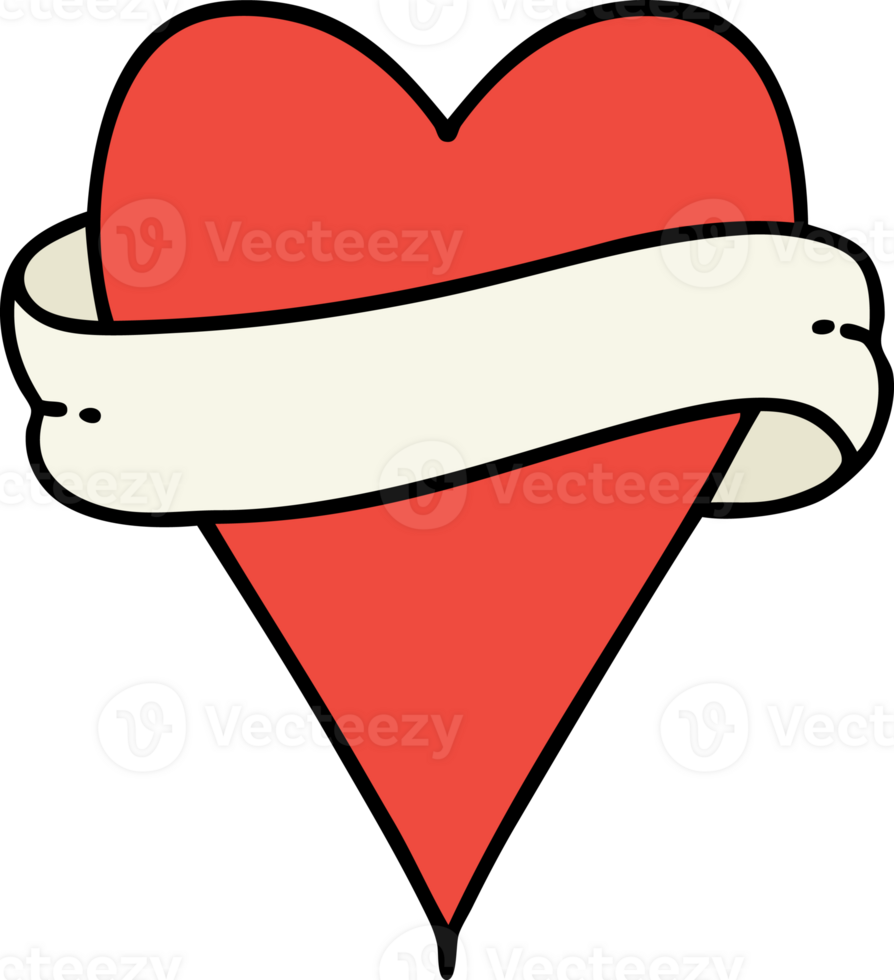 tattoo in traditional style of a heart and banner png
