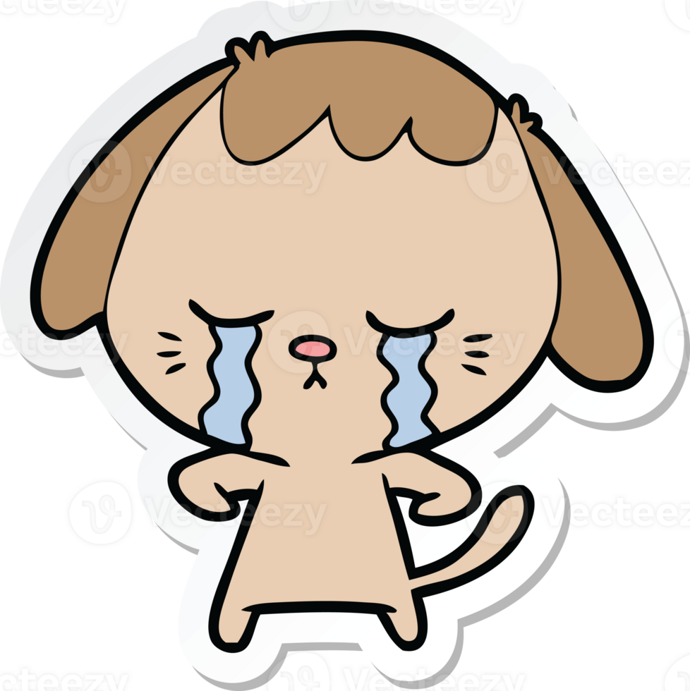sticker of a cartoon crying dog png