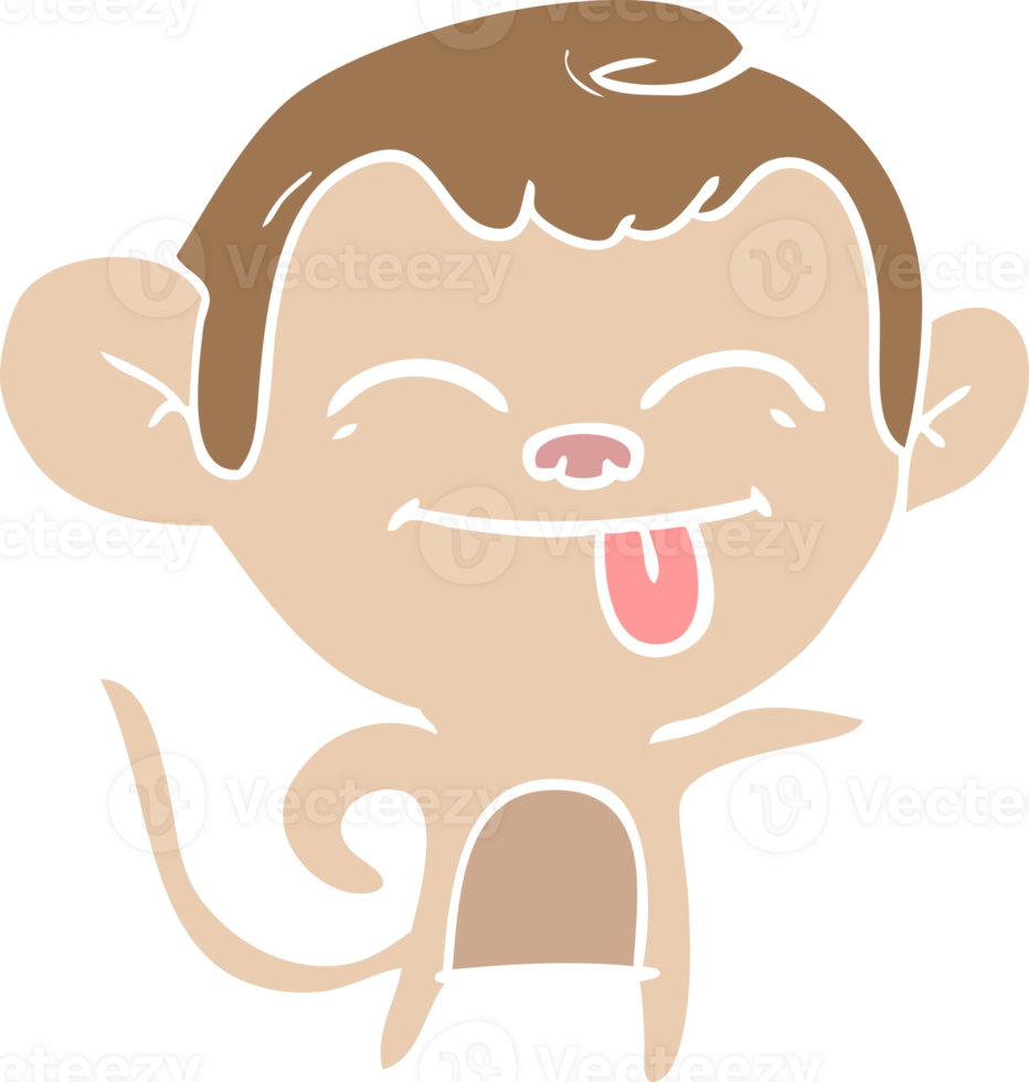 funny flat color style cartoon monkey pointing png