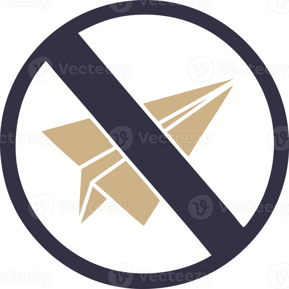 plat Couleur rétro dessin animé de une non papier avion signe png