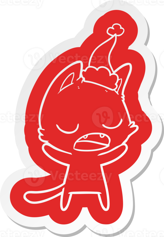 talking cat quirky cartoon  sticker of a wearing santa hat png