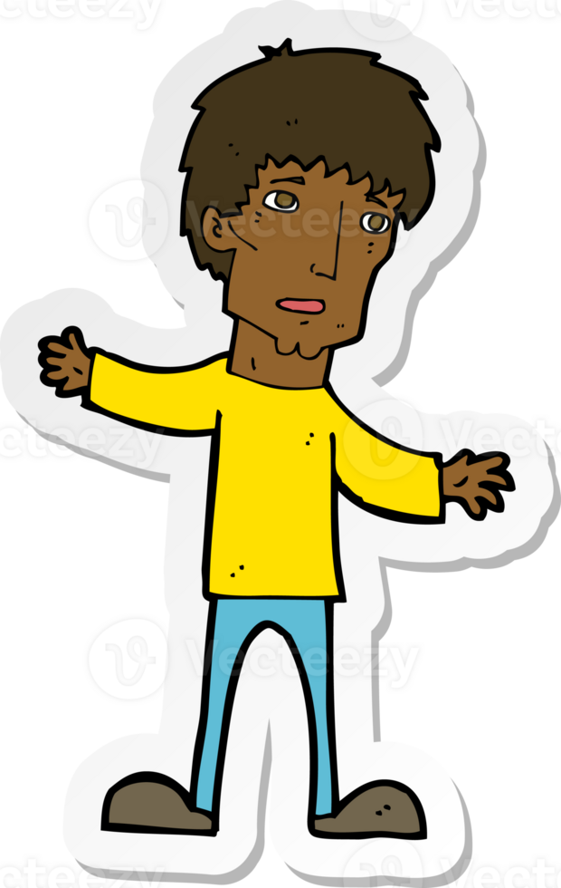 sticker of a cartoon worried man png