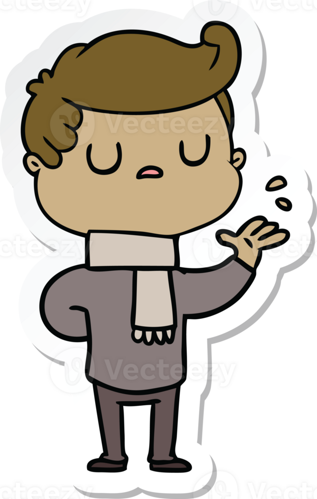 sticker of a cartoon aloof man png