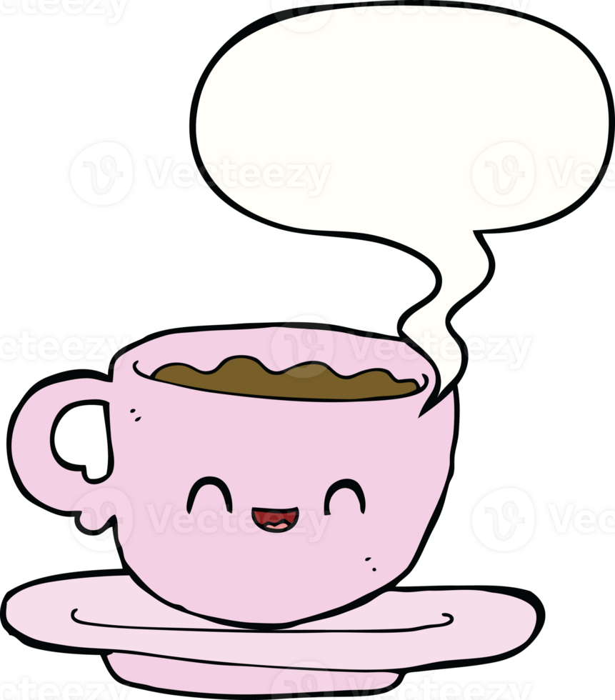 cartoon hot cup of coffee with speech bubble png