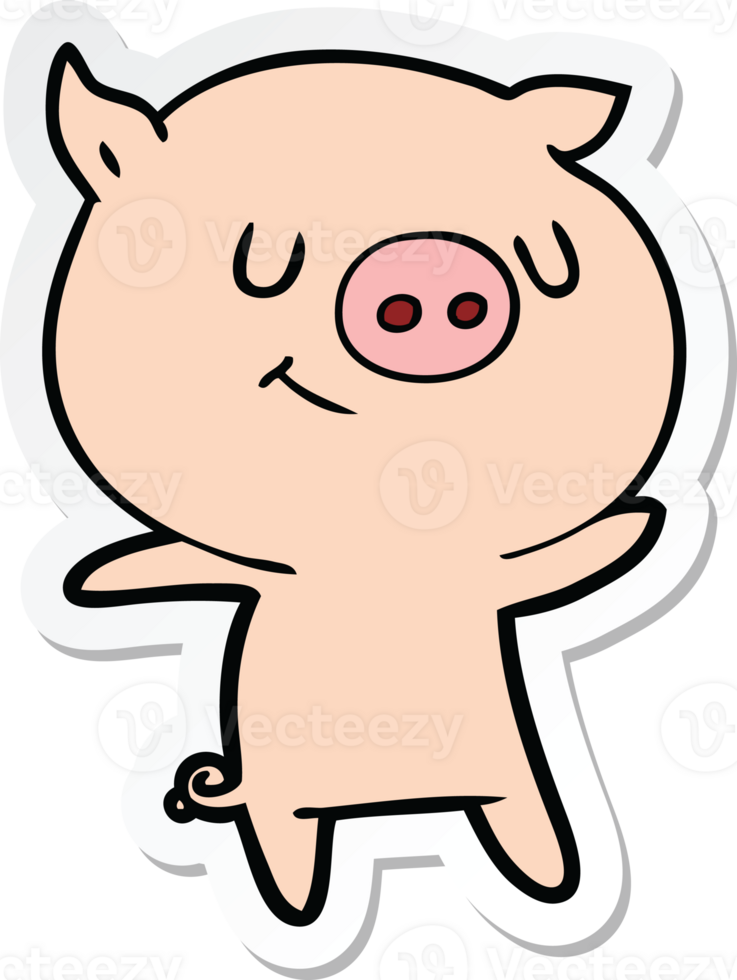 sticker of a happy cartoon pig png