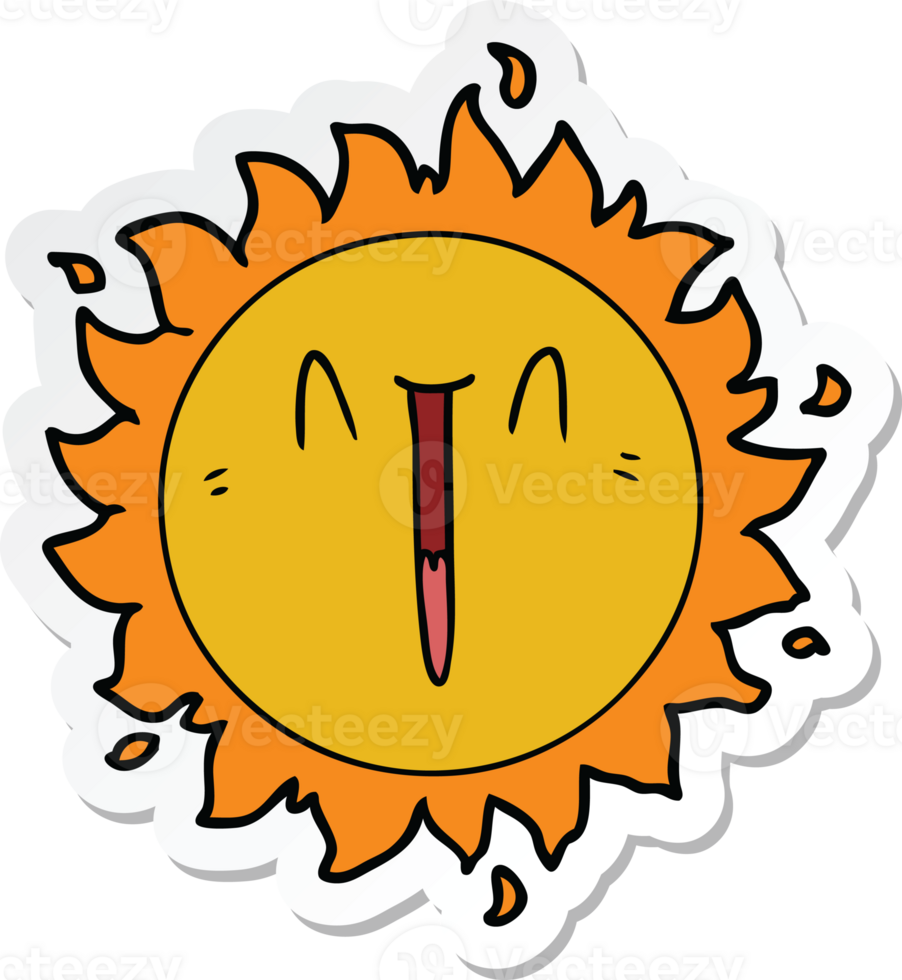 sticker of a happy cartoon sun png