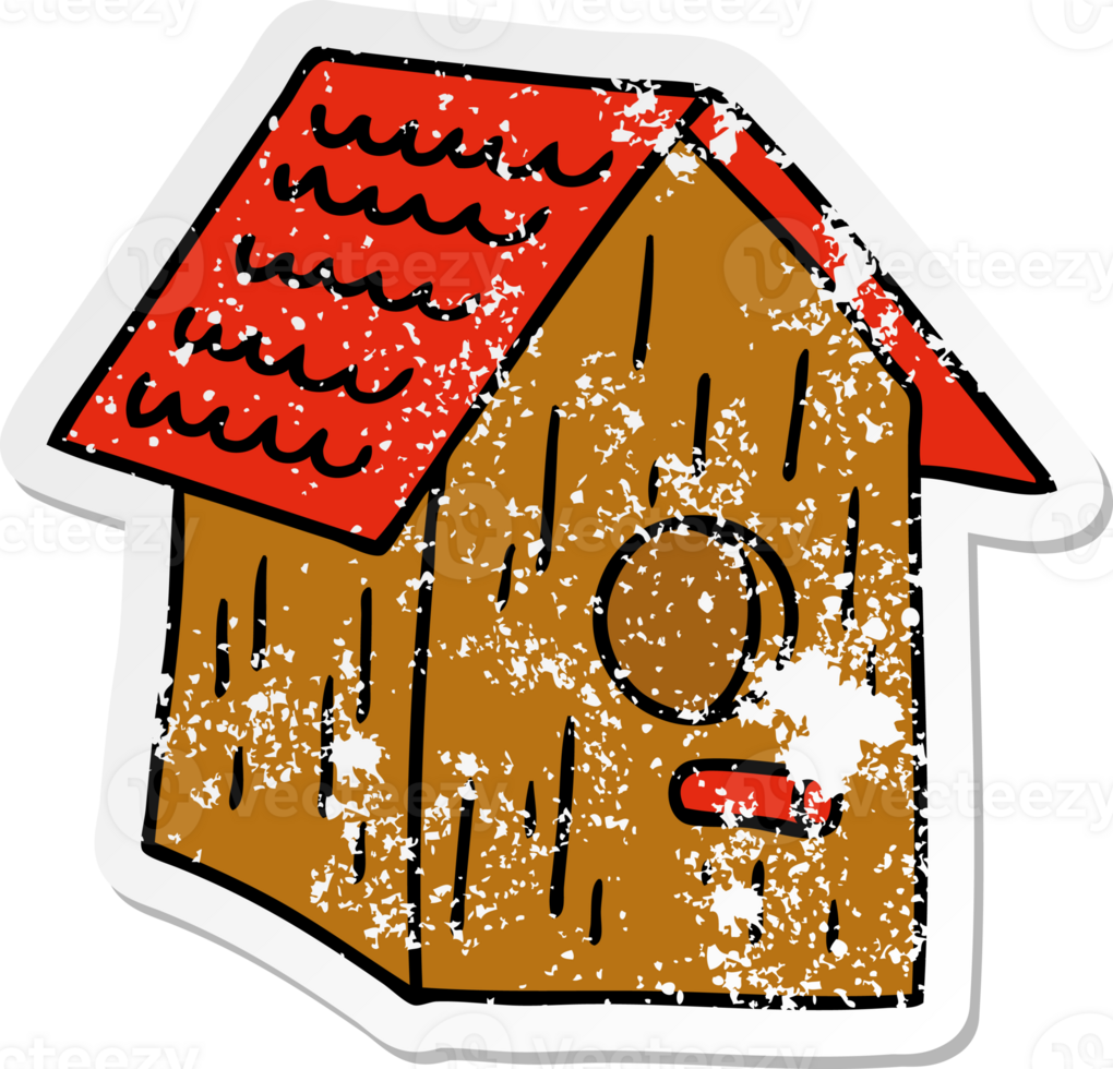 hand drawn distressed sticker cartoon doodle of a wooden bird house png