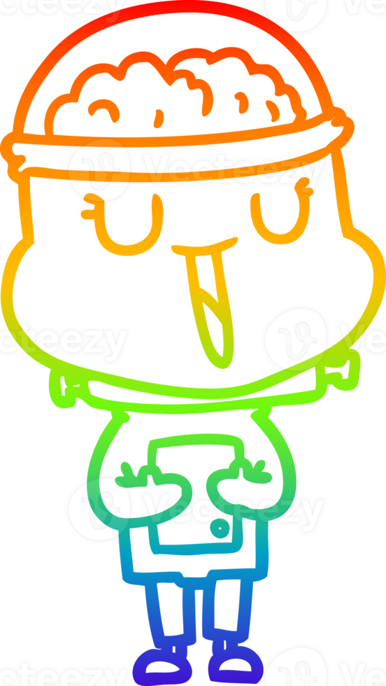 rainbow gradient line drawing of a happy cartoon robot png