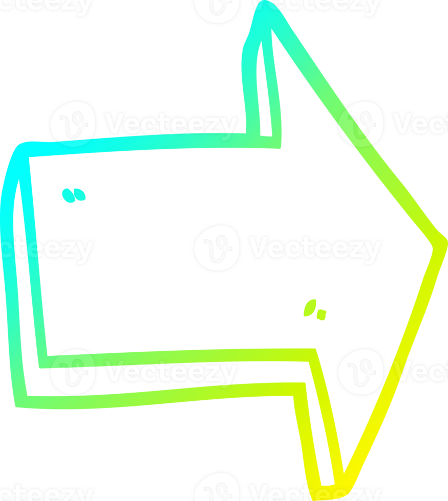 cold gradient line drawing of a cartoon pointing arrow png