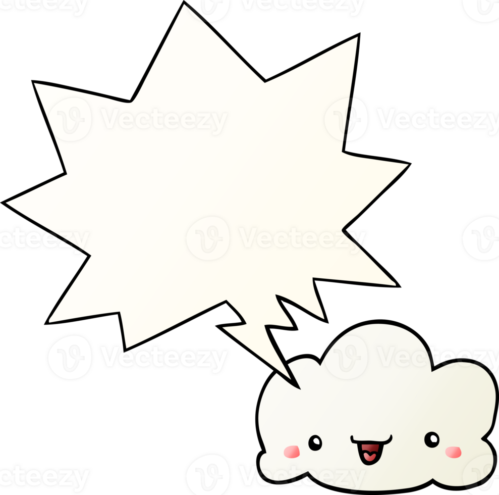 cartoon cloud with speech bubble in smooth gradient style png