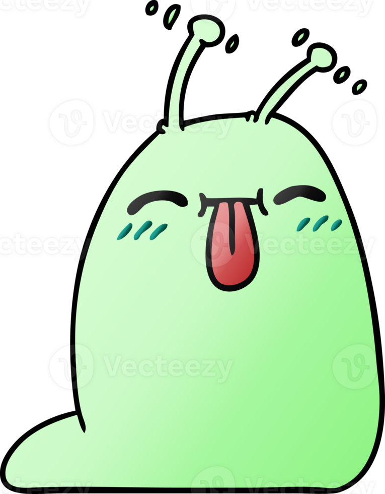 hand drawn gradient cartoon of a happy kawaii slug png