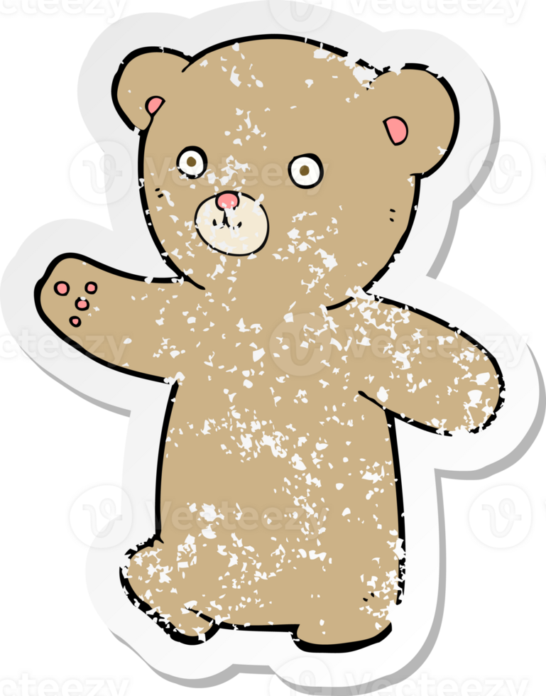 retro distressed sticker of a cartoon teddy bear png