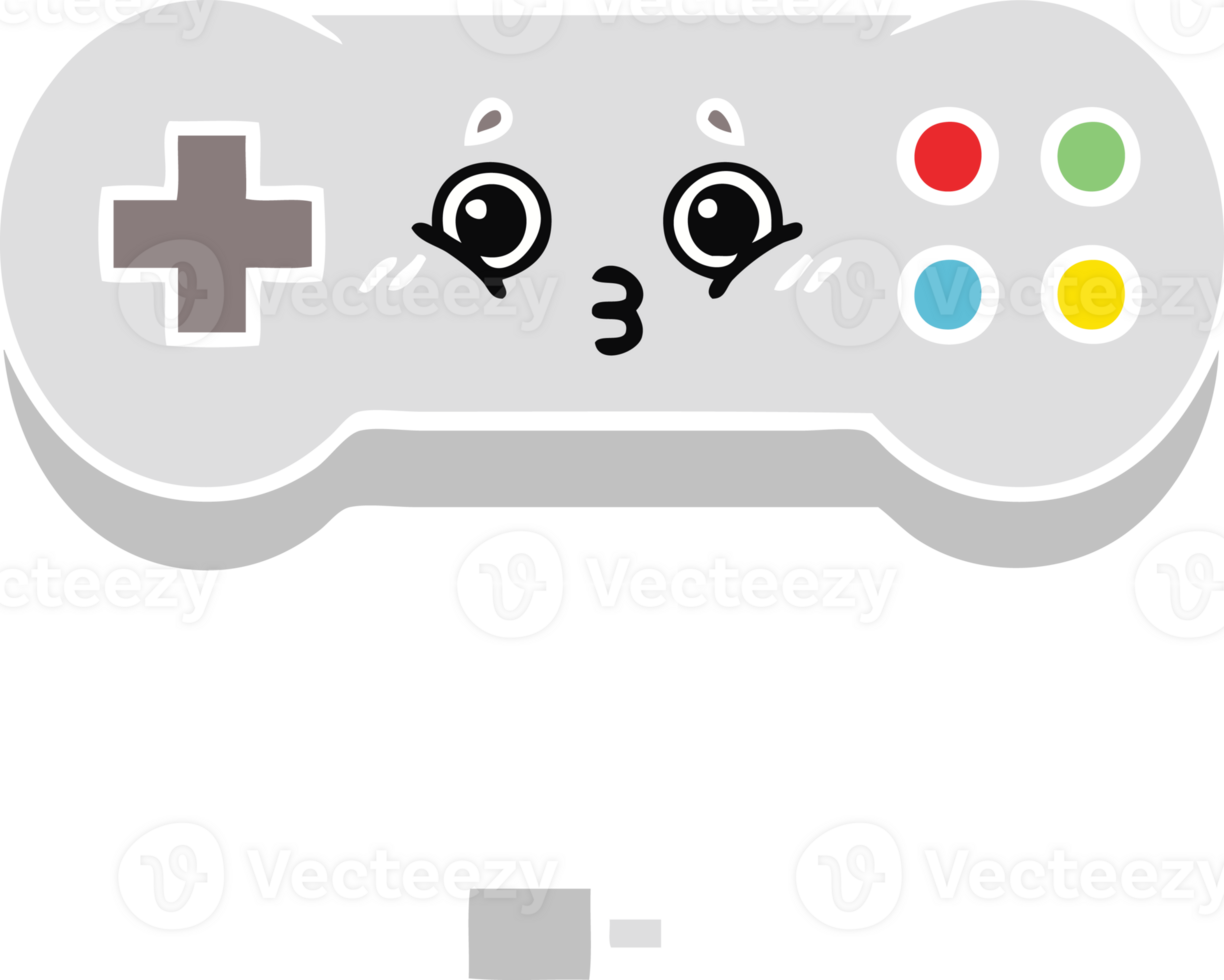 flat color retro cartoon of a game controller png
