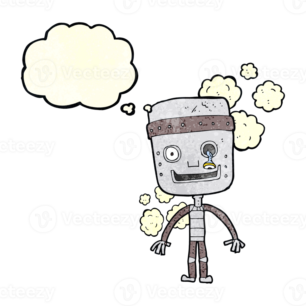 cartoon funny robot with thought bubble png