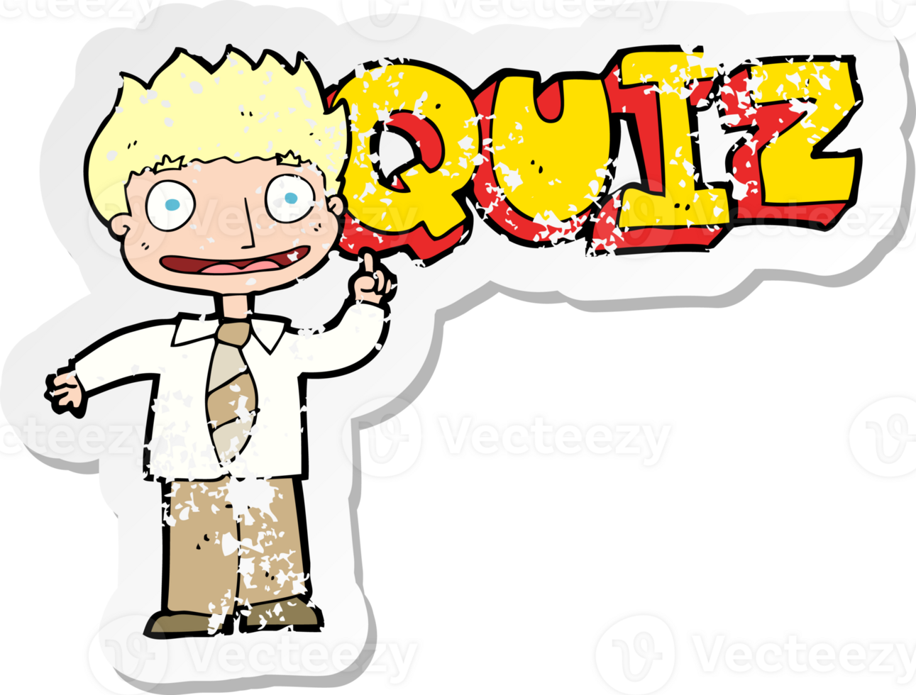 retro distressed sticker of a quiz sign cartoon png
