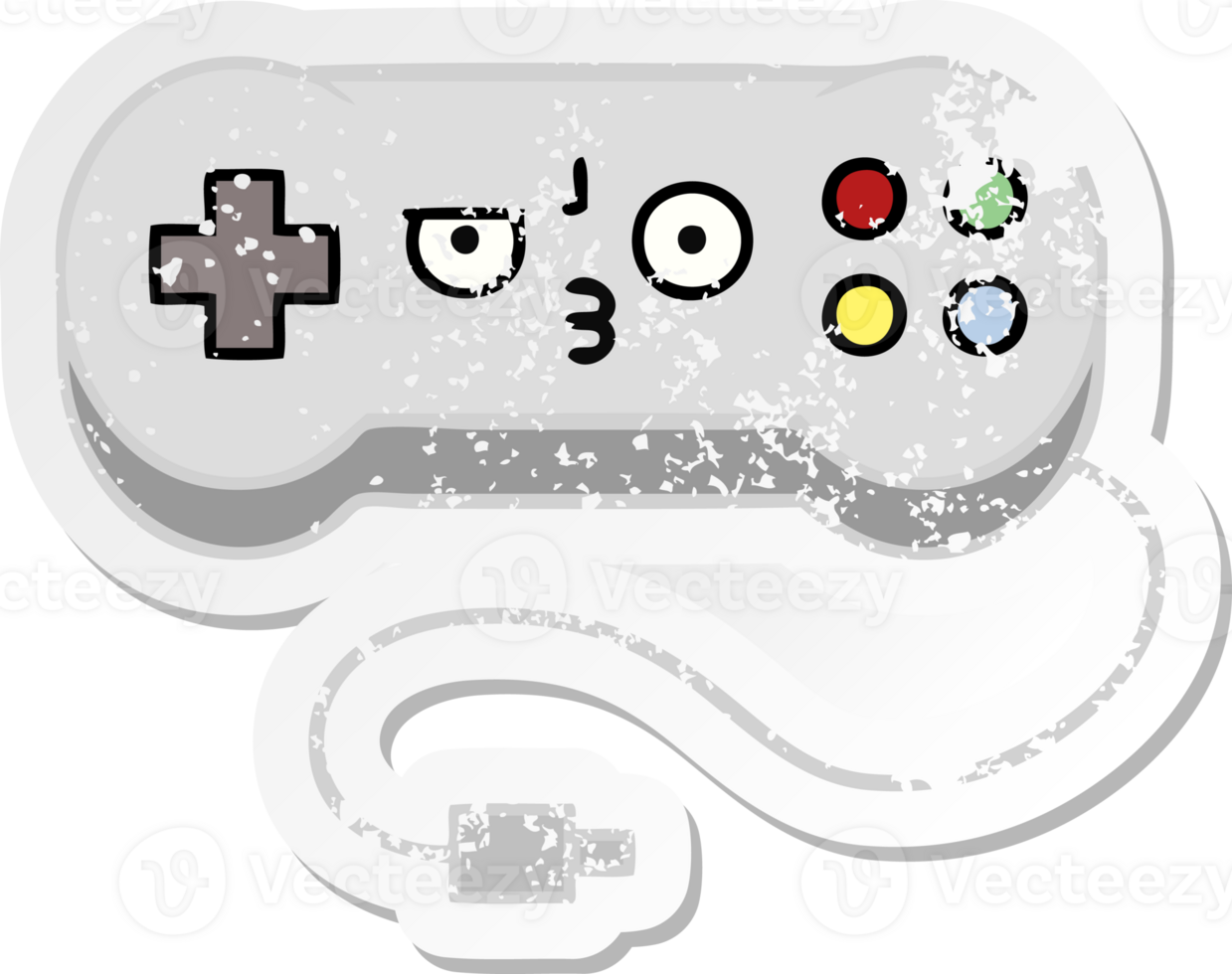distressed sticker of a cute cartoon game controller png